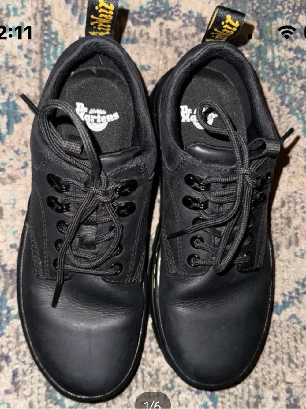 Dr. Martens Unisex Black Leather Casual Lace-Up Shoes